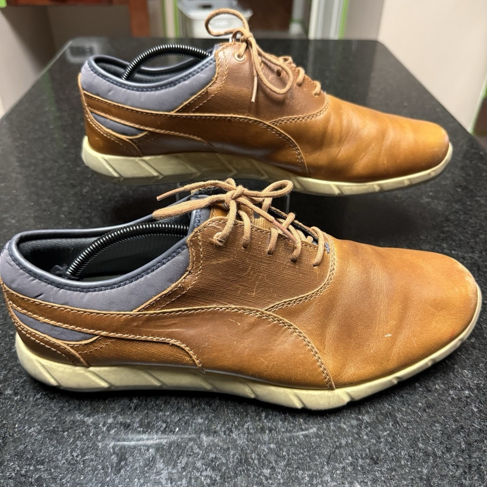 PUMA Ignite Spikeless Golf Shoes Mens 13 Brown Leather Teal Cleats 188663 02